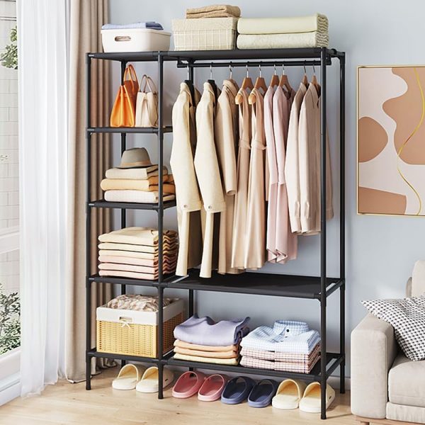 Dttwacoyh Portable Wardrobe Closet with Multi-Functional Segmentation, Large Capacity，50.2W x 17.5D x 70.8H inches，Metal Closet, Suitable for Bedroom,Checkroom, Living Room，Black - Image 5