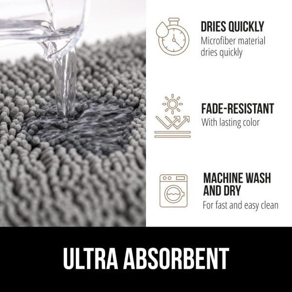 GORILLA GRIP Bath Rug Mat, Thick Soft Absorbent Chenille, Quick Dry Microfiber Mats, Rubber Backing Machine Washable Shower Floor Rugs, Bathmat Runner, Bathroom Home Decor Accessories, 24x17, Grey - Image 4