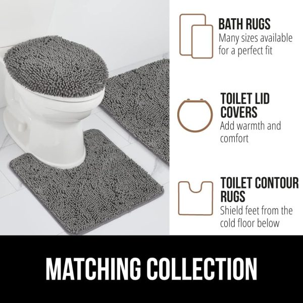 GORILLA GRIP Bath Rug Mat, Thick Soft Absorbent Chenille, Quick Dry Microfiber Mats, Rubber Backing Machine Washable Shower Floor Rugs, Bathmat Runner, Bathroom Home Decor Accessories, 24x17, Grey - Image 8