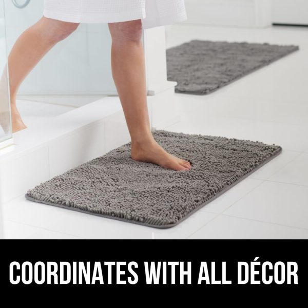 GORILLA GRIP Bath Rug Mat, Thick Soft Absorbent Chenille, Quick Dry Microfiber Mats, Rubber Backing Machine Washable Shower Floor Rugs, Bathmat Runner, Bathroom Home Decor Accessories, 24x17, Grey - Image 9