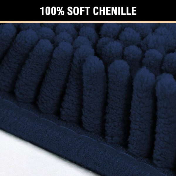 H.VERSAILTEX Navy Blue Bath Rug, Bath Mat Non Slip Bath Mats for Bathroom Floor, Bathroom Rug Extra Thick Chenille Rug 17" x 24" Absorbent Soft Shaggy Washable Dry Fast Plush Rugs for Bathtubs - Image 3
