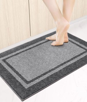 Kitchen Rugs 24" x 36", Non-Slip Machine Washable Kitchen Runner Rugs Floor Mats, Absorbent Comfort Standing Mats for Kitchen, Sink, Laundry and Hallway, Light Grey & Dark Grey