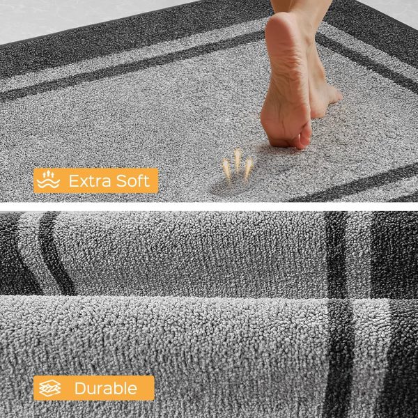 Kitchen Rugs 24" x 36", Non-Slip Machine Washable Kitchen Runner Rugs Floor Mats, Absorbent Comfort Standing Mats for Kitchen, Sink, Laundry and Hallway, Light Grey & Dark Grey - Image 4