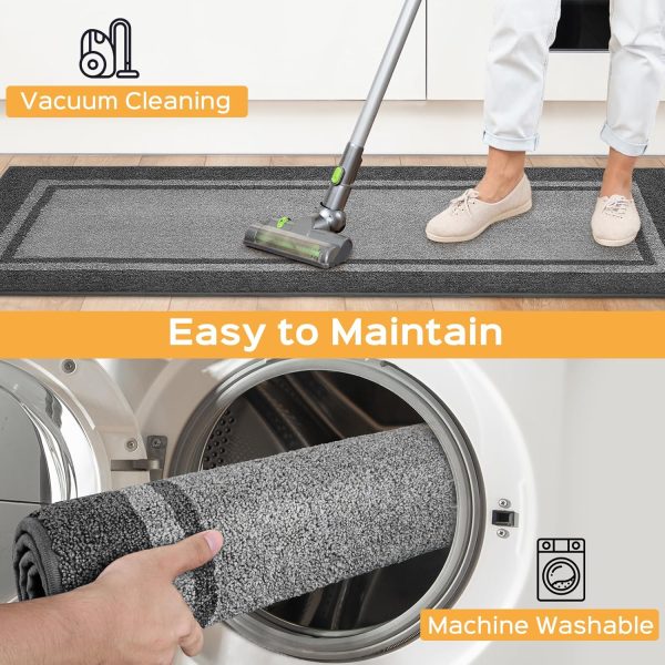 Kitchen Rugs 24" x 36", Non-Slip Machine Washable Kitchen Runner Rugs Floor Mats, Absorbent Comfort Standing Mats for Kitchen, Sink, Laundry and Hallway, Light Grey & Dark Grey - Image 6