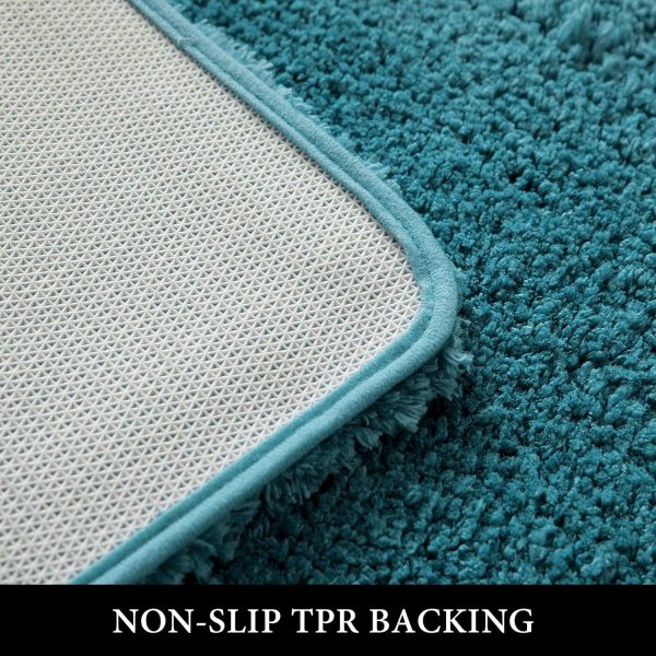 MIULEE Microfiber Toilet Bath Mat U-Shaped Contour Shaggy Bathroom Rugs Non Slip Extra Thick Soft Bath Rug Absorbent Water for Bathroom Commode Machine Washable(20x20 Inch, Teal) - Image 5