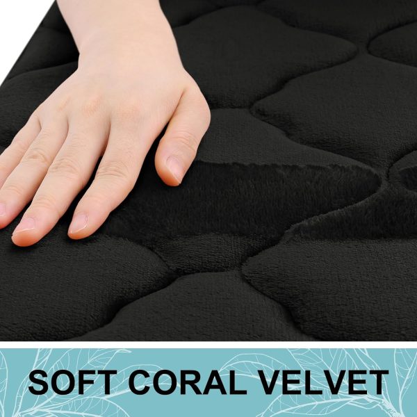 OLANLY Memory Foam Bath Mat Rug 30x20, Ultra Soft Non Slip and Absorbent Bathroom Rug, Machine Wash Dry, Comfortable, Thick Bath Rug Carpet for Bathroom Floor, Tub and Shower, Black - Image 3