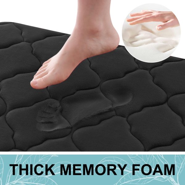OLANLY Memory Foam Bath Mat Rug 30x20, Ultra Soft Non Slip and Absorbent Bathroom Rug, Machine Wash Dry, Comfortable, Thick Bath Rug Carpet for Bathroom Floor, Tub and Shower, Black - Image 4