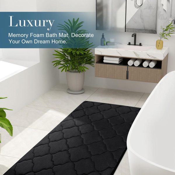 OLANLY Memory Foam Bath Mat Rug 30x20, Ultra Soft Non Slip and Absorbent Bathroom Rug, Machine Wash Dry, Comfortable, Thick Bath Rug Carpet for Bathroom Floor, Tub and Shower, Black - Image 7