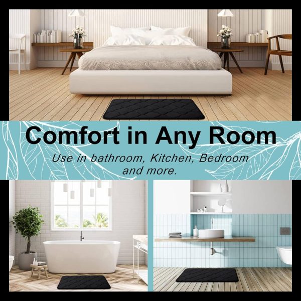 OLANLY Memory Foam Bath Mat Rug 30x20, Ultra Soft Non Slip and Absorbent Bathroom Rug, Machine Wash Dry, Comfortable, Thick Bath Rug Carpet for Bathroom Floor, Tub and Shower, Black - Image 9
