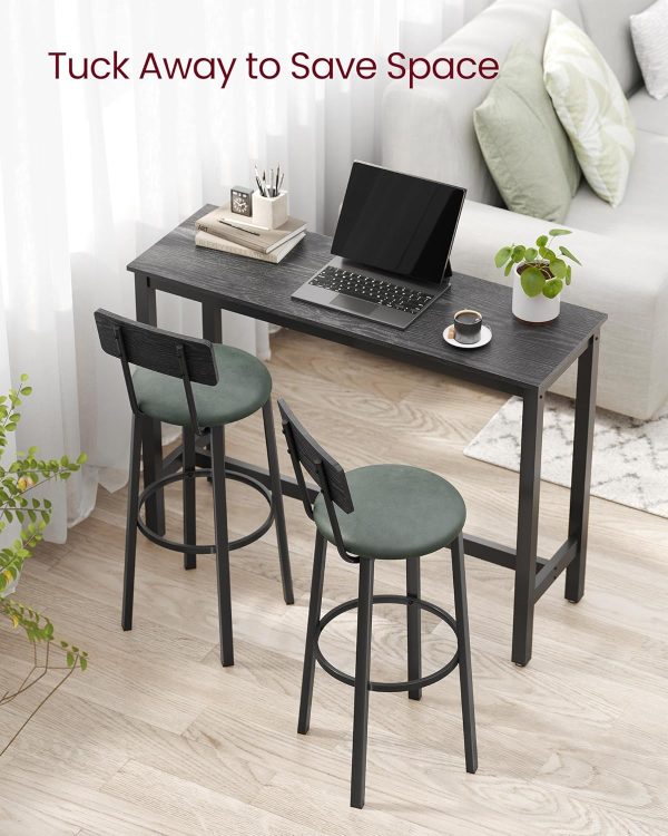 VASAGLE Bar Stools, Set of 2 PU Upholstered Breakfast Stools, 29.7-Inch Barstools with Back and Footrest, Simple Assembly, for Dining Room Kitchen Counter, Classic Black and Forest Green ULBC069C01 - Image 4