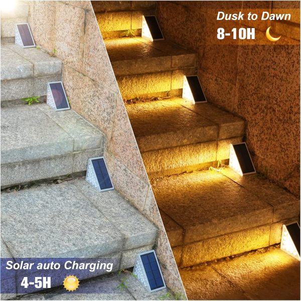 VOLISUN Solar Stair Lights 6 Pack, Solar Step Lights Outdoor Waterproof IP67, LED Outdoor Step Light,Outdoor Light Decor for Garden Stair, Deck, Front Step, Front Porch, and Patio（3000K） - Image 2