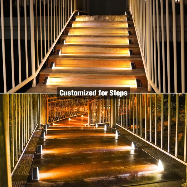 VOLISUN Solar Stair Lights 6 Pack, Solar Step Lights Outdoor Waterproof IP67, LED Outdoor Step Light,Outdoor Light Decor for Garden Stair, Deck, Front Step, Front Porch, and Patio（3000K） - Image 3
