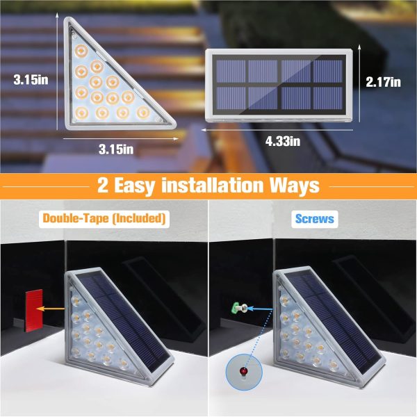 VOLISUN Solar Stair Lights 6 Pack, Solar Step Lights Outdoor Waterproof IP67, LED Outdoor Step Light,Outdoor Light Decor for Garden Stair, Deck, Front Step, Front Porch, and Patio（3000K） - Image 6
